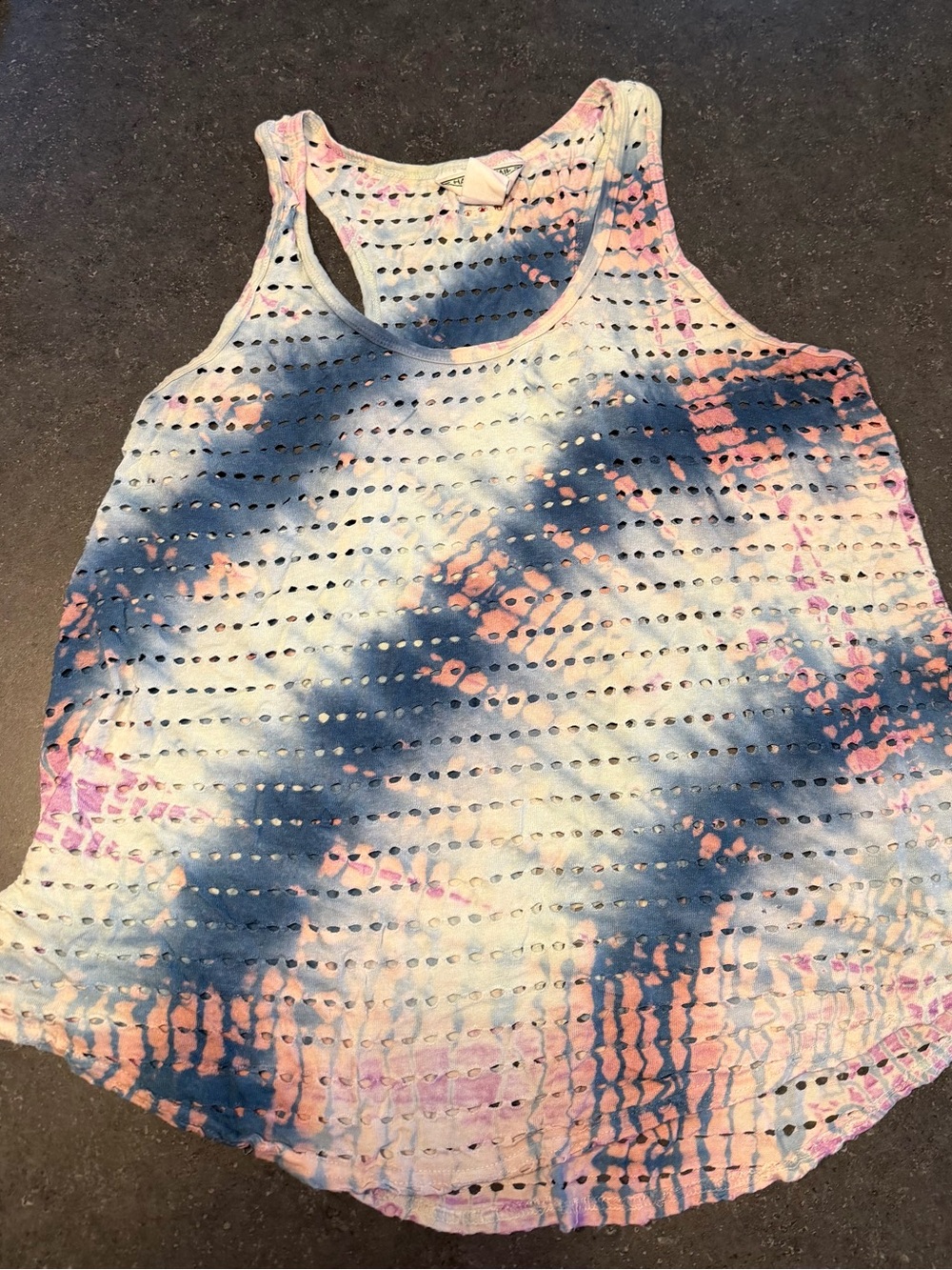 Hard Tail Forever Tie Dye Racerback Tank Top Size M Perforated Openwork